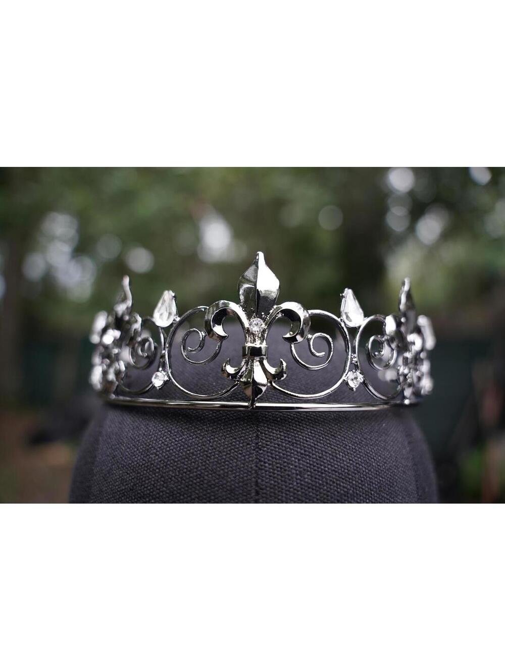 Nola Fleur de lis Dark Metal Circle Crown Birthday Wedding Gift Diadem king